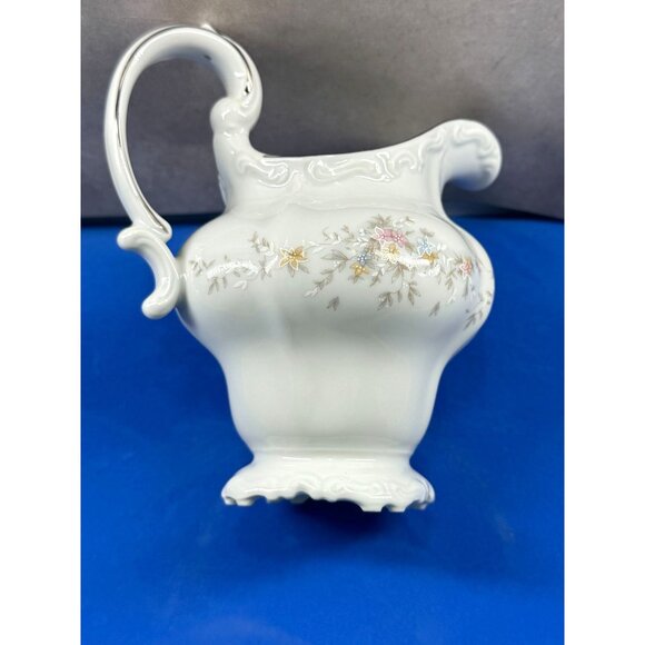 Johann Haviland Bavaria Germany Porcelain Creamer With Floral Design & Silver Tr - Picture 3 of 13